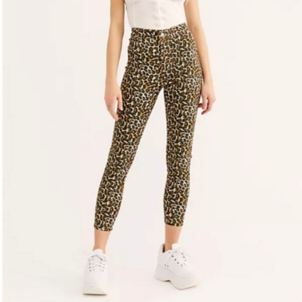 Free People We the Free Leopard High Rise Skinny Jeans Size 26